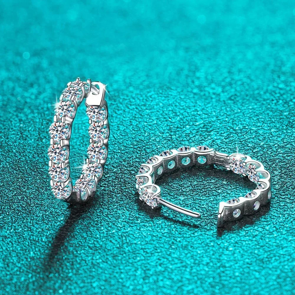 Certified 2.6 ct. t.w. Moissanite Diamond Inside Out Hoop Earrings NEW